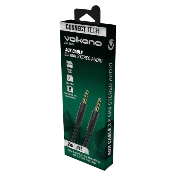 VOLKANO CABLE AUDIO JACK M/M 3.5mm 2M Noir SMIE