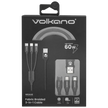 Câble tressé Volkano 3-en-1 (Type-C / Lightning / Micro USB) 1 m – Noir SMIE