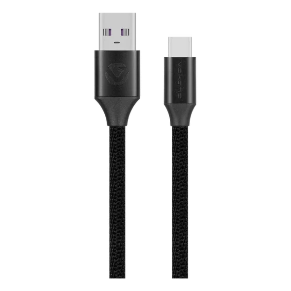VOLKANO WEAVE Series Cable USB > USB-C Tressé 3,0m NOIR SMIE