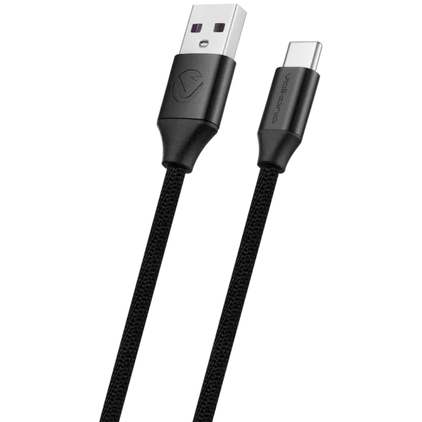 VOLKANO WEAVE Series Cable USB > USB-C Tressé 3,0m NOIR SMIE