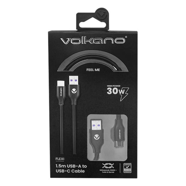 VOLKANO Câble Flexi Series USB to Type-C 1.5M 30W Noir SMIE