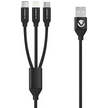 Câble tressé Volkano 3-en-1 (Type-C / Lightning / Micro USB) 1 m – Noir SMIE