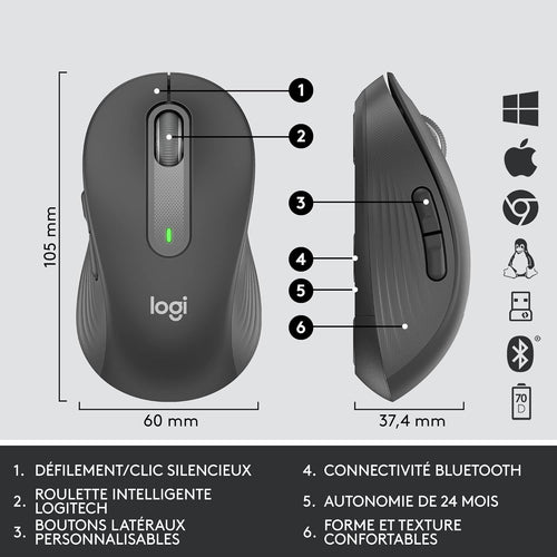 CLAVIER & SOURIS LOGITECH MK650 s/fil Bolt/BTO Graphite SMIE
