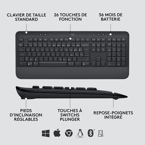 CLAVIER & SOURIS LOGITECH MK650 s/fil Bolt/BTO Graphite SMIE