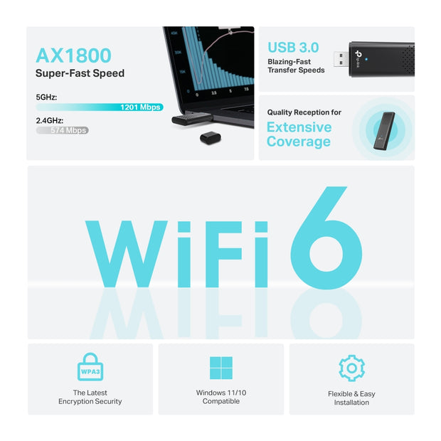 TP-LINK Archer TX20U AX1800 Clé USB Dual Band WiFi6 USB3.0