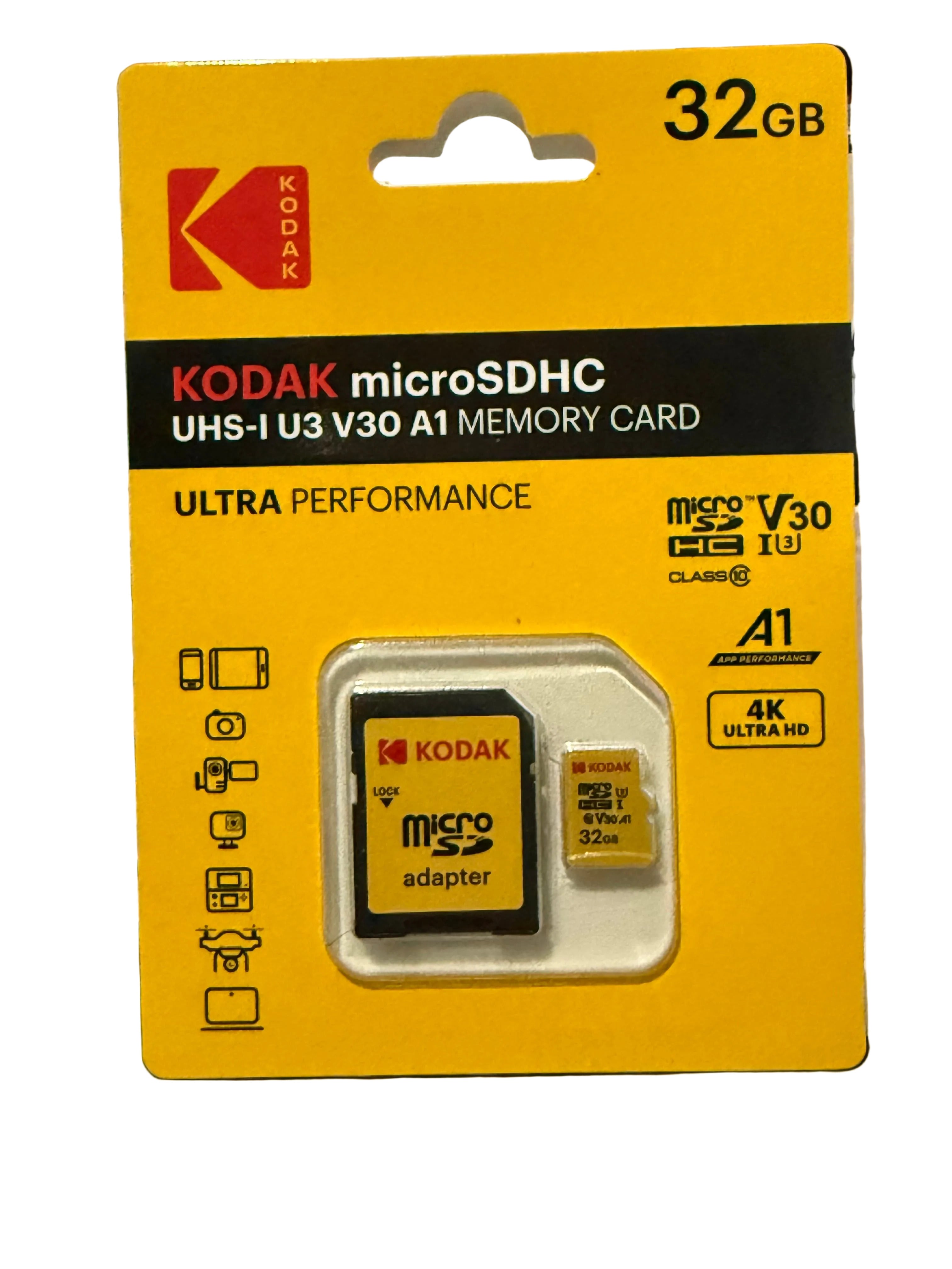MicroSD 32Go KODAK HC UHS-I U3 V30 c10