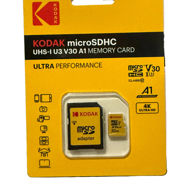 MicroSD 32Go KODAK HC UHS-I U3 V30 c10