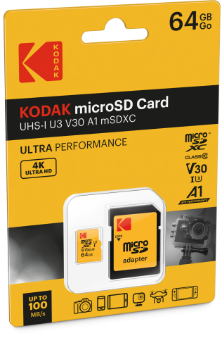 MicroSD 64Go KODAK XC UHS-I U3 V30 c10