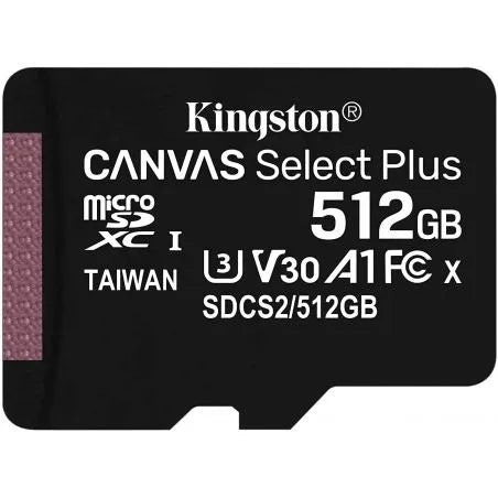 MicroSD 512Go Kingston UHS-I Canvas Select+ c10 U3